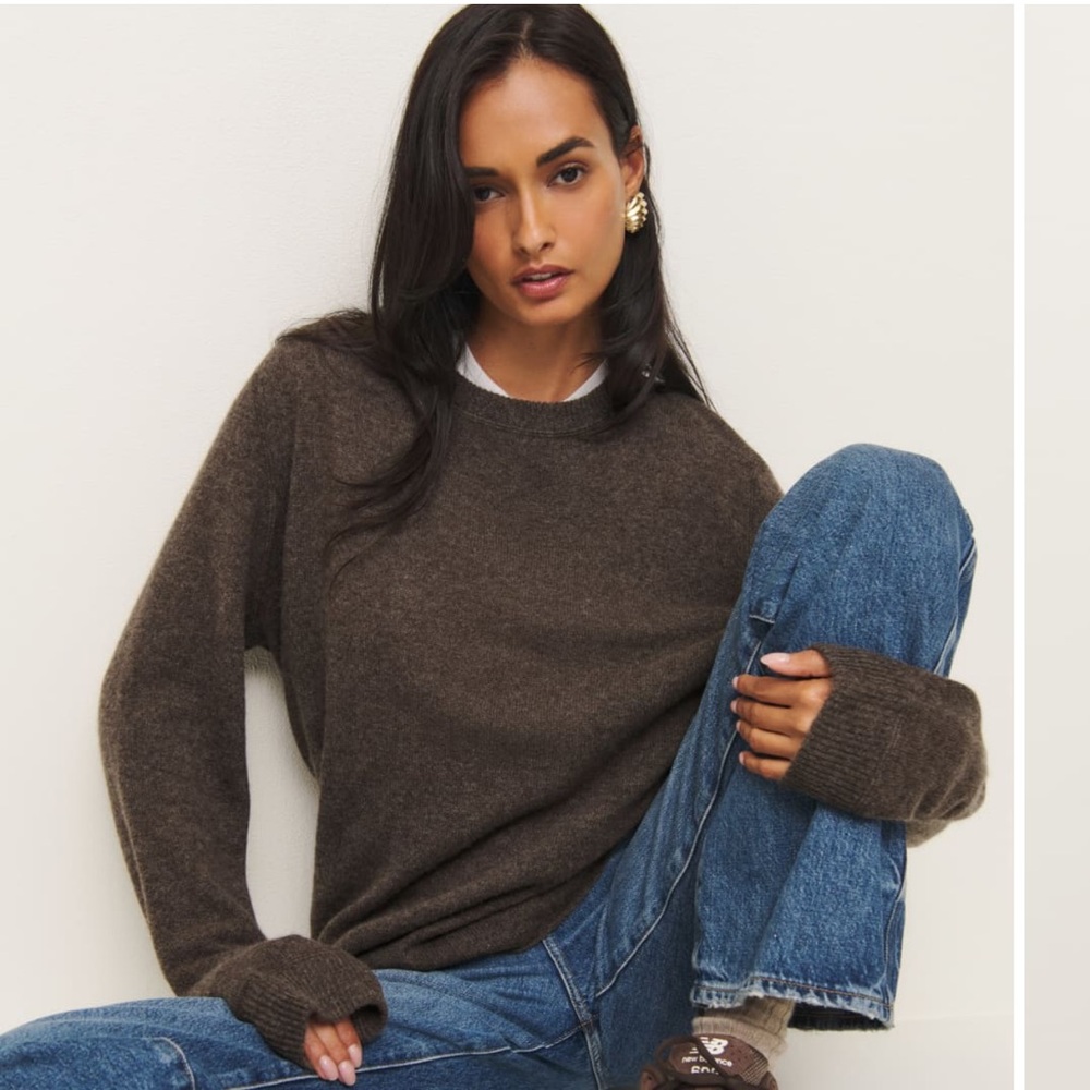 Reformation Cashmere Boyfriend Sweater Brown - Size S